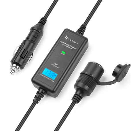 RoyPow VM10 Batterie de véhicule tout-en-un 12V 10 A 120W avec protection et rallonge avec allume-cigare.