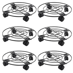 JEUIHAU Lot de 6 paniers de fleurs en métal de 27 cm avec roue de frein pivotante