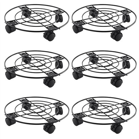 JEUIHAU Lot de 6 paniers de fleurs en métal de 27 cm avec roue de frein pivotante