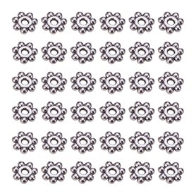 PandaHall Lot de 200 Perles Separateurs/Intercalaires en Alliage Couleur Argent Antique Flocon De Neige 4x1