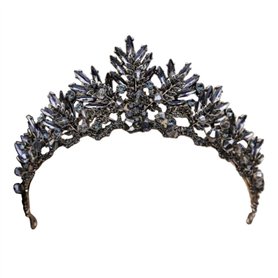 Frcolor 1 pc Vintage Baroque Couronne Alliage Coiffure Tiare De Mariée Hairband Accessoire De Cheveux De Mariage Bandeau (Noir)
