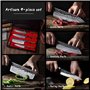 MITSUMOTO SAKARI Set Couteau Cuisine de 4, Set de Couteaux de Cuisine Forgés à La Main, Couteau Japonais en Acier à Haute Teneur