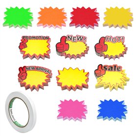 hocadon 600 Pièces Étiquettes de Prix en Papier Étiquette de Vente au Détail en Papier Signes de Starburst pour Faveurs Magasin