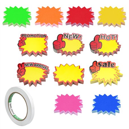 hocadon 600 Pièces Étiquettes de Prix en Papier Étiquette de Vente au Détail en Papier Signes de Starburst pour Faveurs Magasin