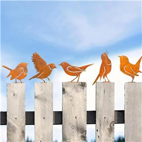ZYEKIU 5 Pièces Oiseaux Decoratifs Decoration Jardin Exterieur Deco Exterieur Patine Rouille Naturelle Déco Jardin Métal Rouillé