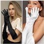 ZYEKIU 2 Pcs Gants Longs Femme Satin Opéra Classique Fête Longs Élégants, Gants Accessoire Valentin Moufles, Années 1920 Style p