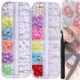 2 Boîtes 3D Fleur Nail Art, Résine Pétale Acrylique Nail Art Ornement Or et Argent Perles Mixte DIY Bijoux Nail Design Accessoir