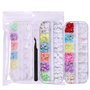 2 Boîtes 3D Fleur Nail Art, Résine Pétale Acrylique Nail Art Ornement Or et Argent Perles Mixte DIY Bijoux Nail Design Accessoir