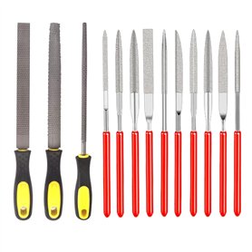 Lot de 13 limes en métal de qualité supérieure - Limes d'atelier semi-rondes - Limes en bois de qualité supérieure - Râpe en boi