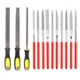 Lot de 13 limes en métal de qualité supérieure - Limes d'atelier semi-rondes - Limes en bois de qualité supérieure - Râpe en boi
