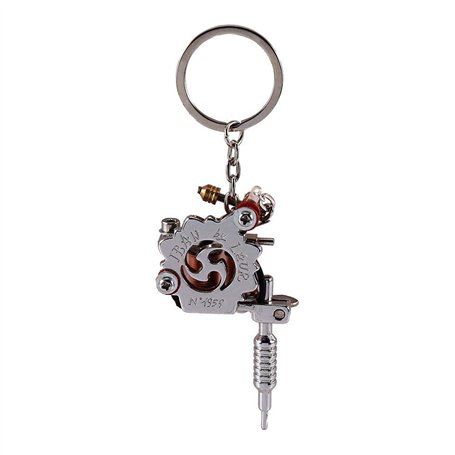 Portable en alliage de zinc en métal mini tatouage machine porte-clés pendentif tatouage dispositif ornement