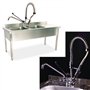 GOLDMAN SERVICE | Robinet gérontologique hygiénique coudé pour éviers de cuisines industrielles d'hôtellerie avec pulvérisateur 
