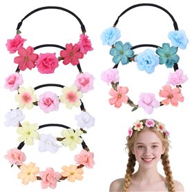 Lot de 6 bandeaux pour cheveux - Fleurs séchées - Pour enfants - Marguerites - Couronne de fleurs de mariage