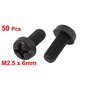 sourcing map 50pcs M2.5 x 6mm Vis Nylon cruciformes tête panoramique Mécaniques Noir