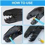 Pince à Sertir à Clique 0,5-6 mm²,Cosses de câble isolées avec 18 Types 300PCS Cosses Electriques, pour Automobile, Moto