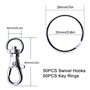 Crochet Porte Clef 50 Anneaux Porte Clef + 50 Mousqueton Pivotant 21mm p