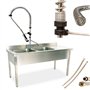 GOLDMAN SERVICE | Robinet eau froide et eau chaude extensible industriel à bec haut avec pommeau douchette pour évier de cuisine
