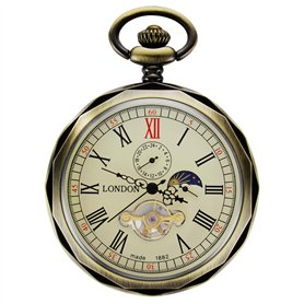 TREEWETO Montre de Poche Montres Goussets mécanique pour Homme en Bronze à chaîne
