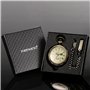 TREEWETO Montre de Poche Montres Goussets mécanique pour Homme en Bronze à chaîne, Lune Soleil Tournant 24 Heures Afficher Cadra