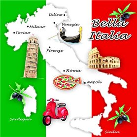 Arts de la table – Lot de 20 jolies serviettes de table représentant des attractions touristiques italiennes – Pour des repas tr