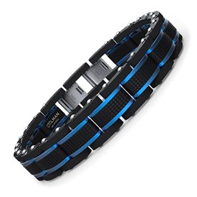 COOLMAN Bijoux Hommes Bracelets Acier Inoxydable Bleu Noir Réglable 16