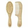 Green Sprouts Brosse d'apprentissage + peigne | Brosse d'apprentissage super douce pour les cheveux épais ou bouclés | Bois natu