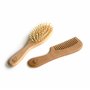 Green Sprouts Brosse d'apprentissage + peigne | Brosse d'apprentissage super douce pour les cheveux épais ou bouclés | Bois natu
