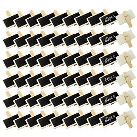 BuxiuGK 60 Pièces Mini Tableau Noir Bois Clip 4 x 2