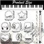8PCS Notes Autocollantes Thème Musical Sticky Notes avec 4PCS Crayons Notes de Musique, Bloc-Notes à Thème Musical HB Standard C