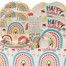 Doyomtoy Vaisselle de fête Boho Arc-en-ciel