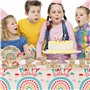 Doyomtoy Vaisselle de fête Boho Arc-en-ciel,61Pcs Vaisselle d'anniversaire Assiettes Aarc-en-ciel Gobelets en Papier Serviettes 