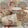 Doyomtoy Vaisselle de fête Boho Arc-en-ciel,61Pcs Vaisselle d'anniversaire Assiettes Aarc-en-ciel Gobelets en Papier Serviettes 