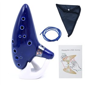 Alnicov Ocarina alto en do 12 trous avec support de présentation et sac de protection Bleu