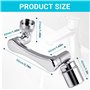 1440° Aérateur de Robinet – Rallonge de Robinet Rotative – 2 Modes Économiseur d'Eau Compatible avec Évier de Salle de Bain et d