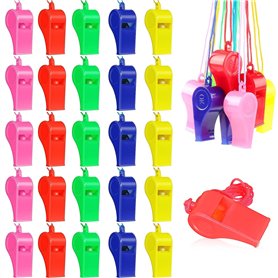 XIAQICA 72 Pièces Sifflets de Sport en Plastique Sifflet Enfant avec Cordon ColoréS Sifflet Sonore Fort et Net pour Entraîneurs
