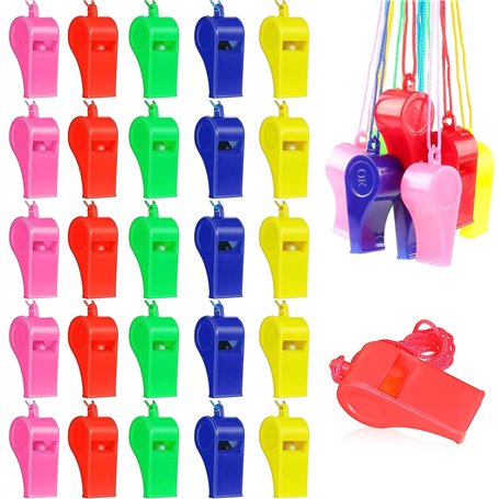XIAQICA 72 Pièces Sifflets de Sport en Plastique Sifflet Enfant avec Cordon ColoréS Sifflet Sonore Fort et Net pour Entraîneurs