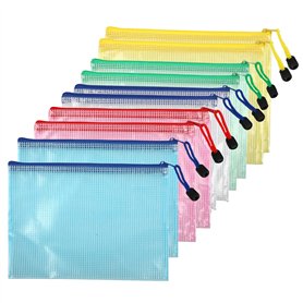 10 Pochette transparente zippée - Pochettes Zippées A5 - PVC - Imperméables en Maille - Pour Documents