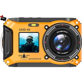 Yixinxin Appareil photo numérique 4K 56 MP 33FT UHD Appareil photo sous-marin avec carte de 32 Go Double écran Appareil photo fl
