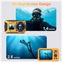 Yixinxin Appareil photo numérique 4K 56 MP 33FT UHD Appareil photo sous-marin avec carte de 32 Go Double écran Appareil photo fl