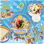 62 Pièces Ensemble Vaisselle Fête Kit, Kit Anniversaire Decoration Anniversaire avec Assiette Anniversaire Nappe pour 10 Personn