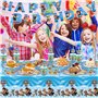 62 Pièces Ensemble Vaisselle Fête Kit, Kit Anniversaire Decoration Anniversaire avec Assiette Anniversaire Nappe pour 10 Personn