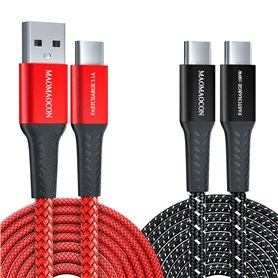 [2pcs 2m] 100W PD3.0 USB C à C Câble de charge rapide + 3.1A USB A vers C de nylon tressé charge rapide Câble pour iPhone 16 Pro