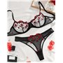 NewBull Ensemble de lingerie sexy pour femme - En tulle transparent - Ensemble sexy - Broderie florale - Soutien-gorge push-up a