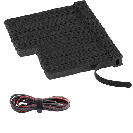 EcoJozon Attaches Câbles Velcro Réutilisables – Set de 100 Pièces (50x15cm + 50x20cm) – Serre-Câbles en Nylon Noir pour Organisa