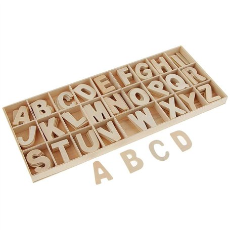 POFET 156 pièces (6 ensembles) totalement en bois majuscule lettres majuscules en bois alphabet A à Z pour l'artisanat d'art bri