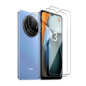 Wookfiss Verre Trempé(2)+Caméra Arrière Protecteur(2) pour Xiaomi Redmi A3 Film Protection Ecran Verre Trempe Glass Screen Prote