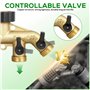 Distributeur 4 Voies, Raccord de Tuyau Laiton avec 4 Sorties Distributeur Débit d'eau Réglable, 3/4" Adaptateur de Robinet Tuyau