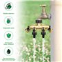 Distributeur 4 Voies, Raccord de Tuyau Laiton avec 4 Sorties Distributeur Débit d'eau Réglable, 3/4" Adaptateur de Robinet Tuyau
