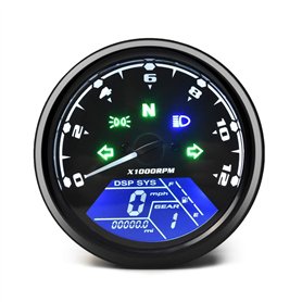 ANCLLO compteur kilométrique de moto universel LCD compteur de vitesse numérique jauges de tachymètre avec veilleuse adaptée à l