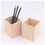TTBDDM 2 Pièces Porte-Stylos En Bois, Pots à Crayons en Bois Géométriques, Rond et Carré Pot à Crayons En Bois Porte, Stylo Cray